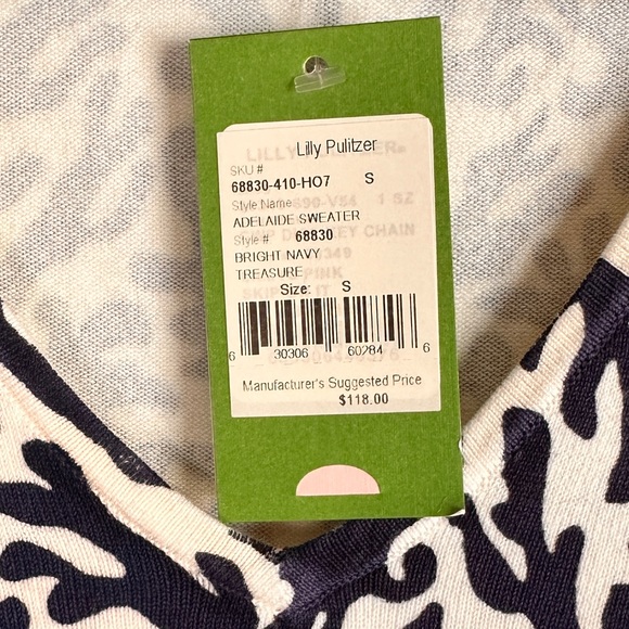 Lilly Pulitzer Women’s Adelaide Sweater Bright Navy Treasure V-Neck Size Small - Picture 2 of 7